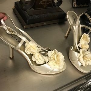 Pale yellow satin heels